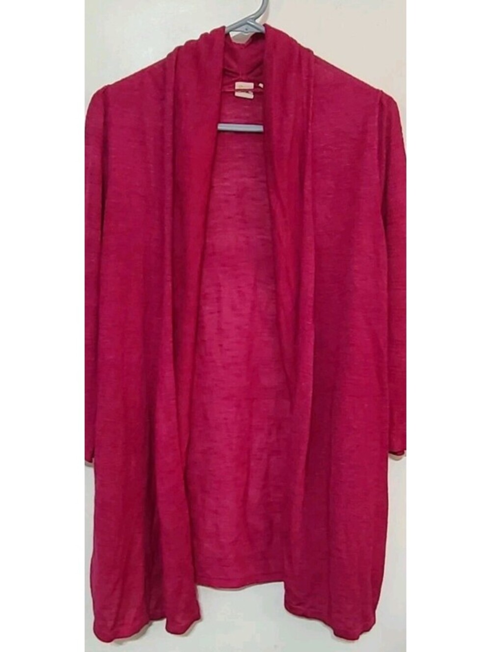 Y2K Anthropologie Yellowbird Lagenlook Open Front Fuschia Cardigan Mmalist Sz M